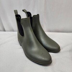 Sam Edelman Tinsley Rain Boots Olive Green Ankle Pull On Size 10